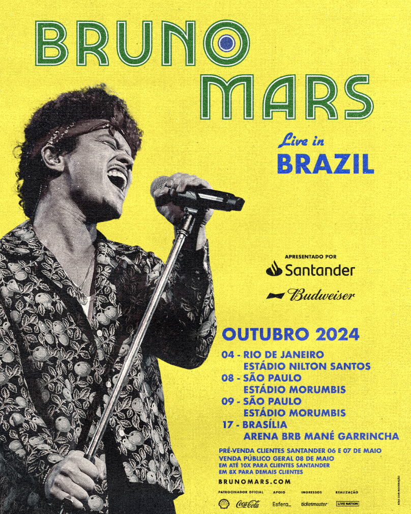 Bruno Mars anuncia quatro shows no Brasil · Cenário Minas