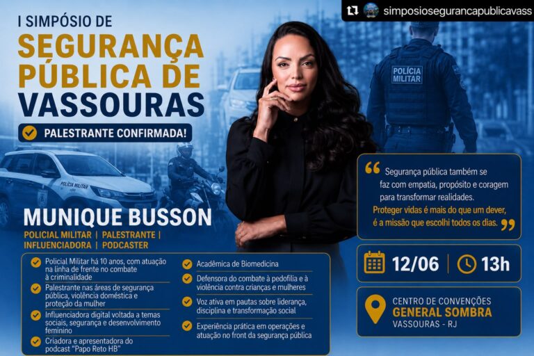 I Simpósio de Segurança Pública de Vassouras terá Munique Busson