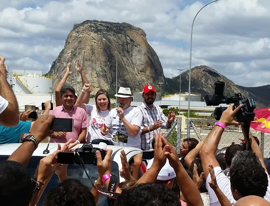 Lula e Elmano em ato pelo retorno da Usina de Biodiesel em 2017